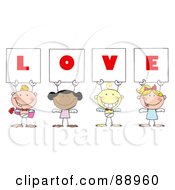 Poster, Art Print Of Stick Cupids Holding Love Signs