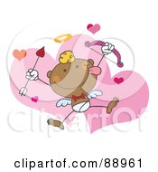 Poster, Art Print Of Black Stick Cupid With A Bow And Arrow