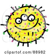 Royalty Free RF Clipart Illustration Of A Yellow Grinning Germ Cartoon by Prawny