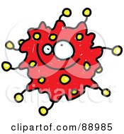 Red Grinning Germ Cartoon