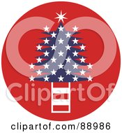 Poster, Art Print Of Patriotic Christmas Tree With White Stars Over A Red Circle