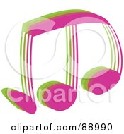 Poster, Art Print Of Green And Pink Music Notes