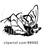 Royalty Free RF Clipart Illustration Of A Black And White Sketch Of A Dead House Fly