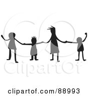 Poster, Art Print Of Group Of Silhouetted Kids Holding Hands