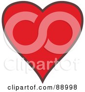 Poster, Art Print Of Solid Red Heart With A Gray Outline