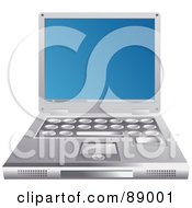 Royalty Free RF Clipart Illustration Of A Blue Screen On A Silver Laptop Computer