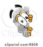 Poster, Art Print Of Cloud Mascot Cartoon Character Peeking Around A Corner