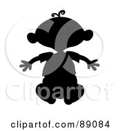 Royalty Free RF Clipart Illustration Of A Black Silhouetted Baby Boy Sitting