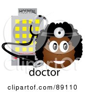 Royalty Free RF Clipart Illustration Of A Female African Doctor With A Stethoscope And Hospital