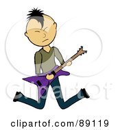 Royalty Free RF Clipart Illustration Of An Asian Guitarist Jumping