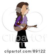 Poster, Art Print Of Stick Caucasian Female Guitarist