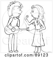 Poster, Art Print Of Outlined Female Singer And Male Guitarist
