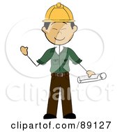 Royalty Free RF Clipart Illustration Of A Friendly Male Asian Contractor by Pams Clipart