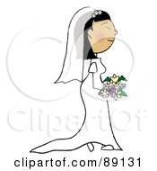 Royalty Free RF Clipart Illustration Of An Asian Bride In Her Gown by Pams Clipart