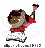 Poster, Art Print Of African Girl Laying On Her Belly And Reading A Book