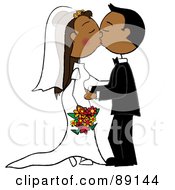 Poster, Art Print Of Hispanic Wedding Couple Smooching