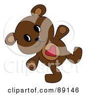 Royalty Free RF Clipart Illustration Of A Brown Teddy Bear With A Heart Belly