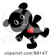 Royalty Free RF Clipart Illustration Of A Black Teddy Bear With A Heart Belly