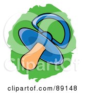 Royalty Free RF Clipart Illustration Of A Blue Plastic Baby Pacifier Over Green