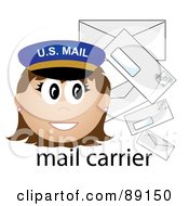 Female Caucasian Mail Carrier With Letters