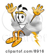 Clipart Picture Of A Cloud Mascot Cartoon Character Jumping by Toons4Biz
