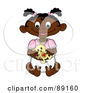 Poster, Art Print Of Black Baby Girl Holding A Teddy Bear