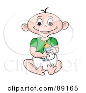 Poster, Art Print Of Caucasian Baby Goy Holding A Bottle