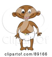 Royalty Free RF Clipart Illustration Of An Indian Baby Boy Standing In A Diaper