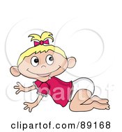 Royalty Free RF Clipart Illustration Of A Crawling Baby Caucasian Girl
