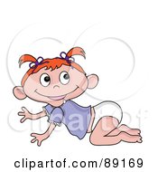 Poster, Art Print Of Crawling Baby Red Haired Caucasian Girl