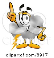 Clipart Picture Of A Cloud Mascot Cartoon Character Pointing Upwards by Toons4Biz