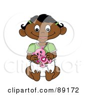 Royalty Free RF Clipart Illustration Of An Indian Baby Girl Holding A Teddy Bear by Pams Clipart