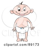 Poster, Art Print Of Caucasian Baby Boy Standing In A Diaper