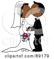 Royalty Free RF Clipart Illustration Of An African Wedding Couple Smooching