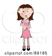 Royalty Free RF Clipart Illustration Of A Caucasian Doodle Girl Eating Tortilla Chips by Pams Clipart