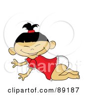 Royalty Free RF Clipart Illustration Of An Asian Baby Girl Crawling