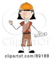 Stick Asian Construction Worker Waving
