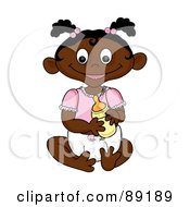 Royalty Free RF Clipart Illustration Of A Black Baby Girl Holding A Bottle