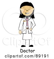 Royalty Free RF Clipart Illustration Of A Female Stick Asian Doctor Over Text by Pams Clipart