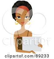 Royalty Free RF Clipart Illustration Of A Gorgeous Black Woman Holding A Blank White Sign by Melisende Vector