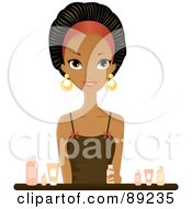 Poster, Art Print Of Gorgeous Black Woman Sitting With Beauty Products