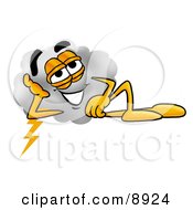 Clipart Picture Of A Cloud Mascot Cartoon Character Resting His Head On His Hand by Toons4Biz