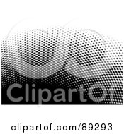Royalty Free RF Clipart Illustration Of A Black And White Halftone Dot Wave Background by michaeltravers