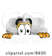 Poster, Art Print Of Cloud Mascot Cartoon Character Peeking Over A Surface