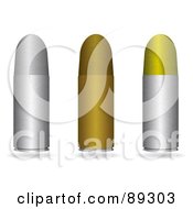 Royalty Free RF Clipart Illustration Of A Digital Collage Of Silver And Gold Hand Gun Bullets by michaeltravers