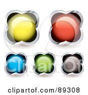 Royalty Free RF Clipart Illustration Of A Digital Collage Of Shiny Colorful 3d Flower Shaped App Buttons