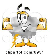 Poster, Art Print Of Cloud Mascot Cartoon Character Flexing His Arm Muscles