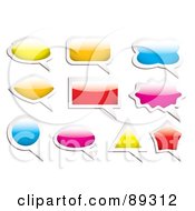 Poster, Art Print Of Digital Collage Of Colorful And White Shiny Speech Bubble Icons