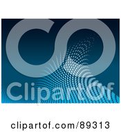 Royalty Free RF Clipart Illustration Of A Fading Curve Of Blue Halftone Dots Over Blue