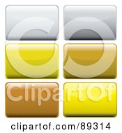 Royalty Free RF Clipart Illustration Of A Digital Collage Of Shiny Gray Yellow And Brown 3d Rectangle App Buttons